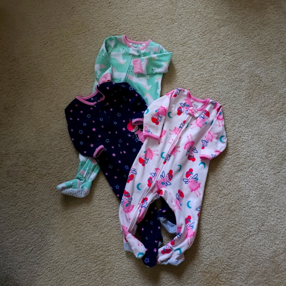 Baby Girl Footed Pajamas Bundle size 12M